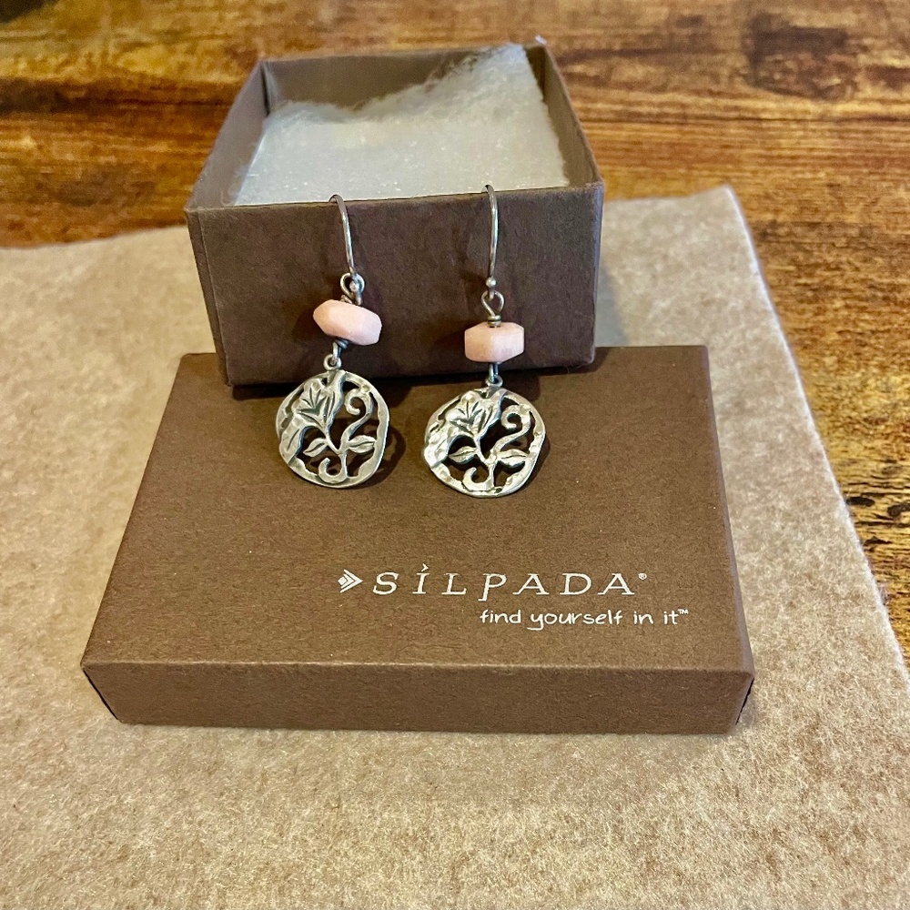 SILPADA Sterling Silver and Pink Soapstone Earrings